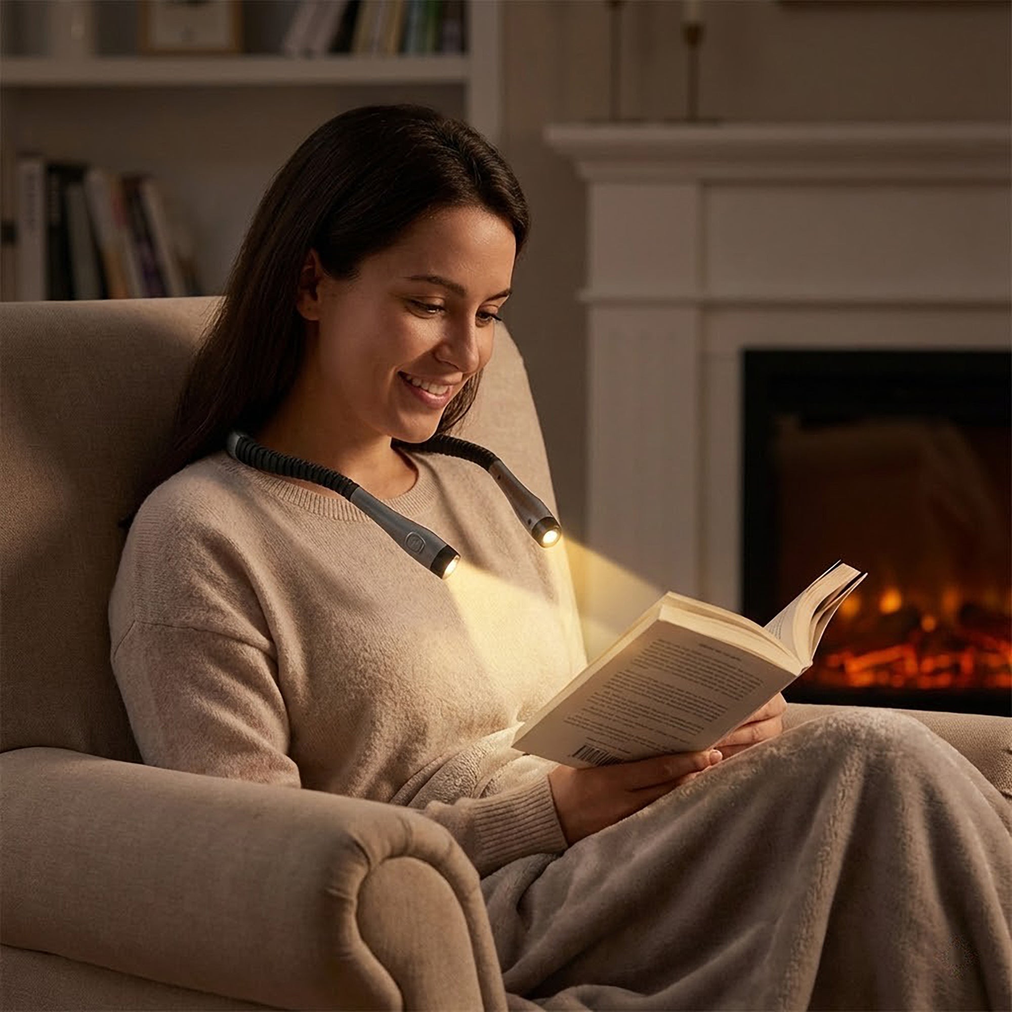 Anna-Kaci Wearable Neck Reading Light with Dual Adjustable LED Arms and Hands-Free Flexible Design