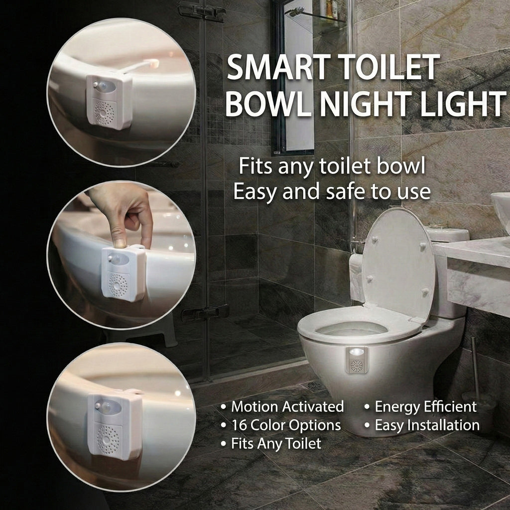 Anna-Kaci Motion Sensor Toilet Night Light with Automatic Illumination and Discreet Clip-On Design