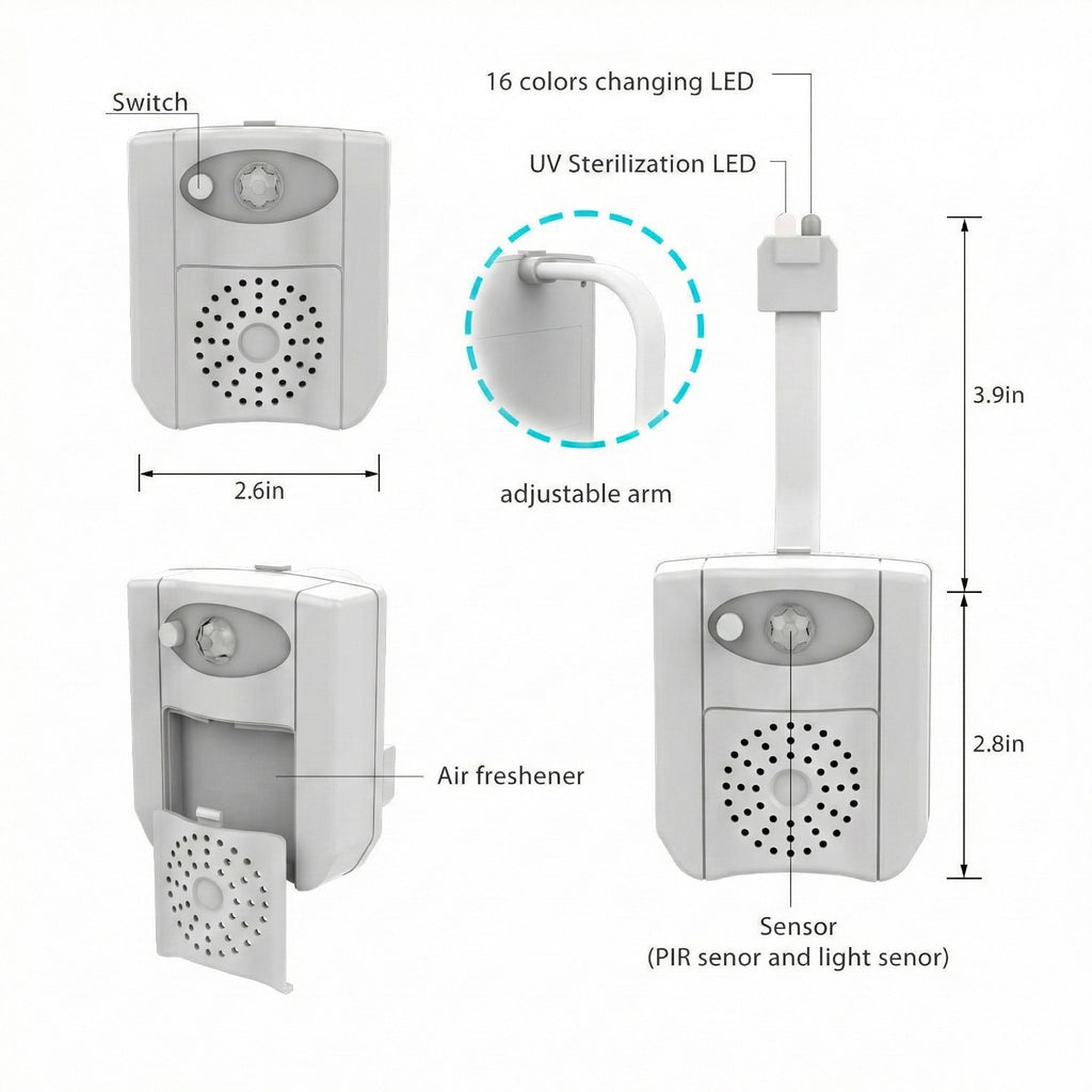 Anna-Kaci Motion Sensor Toilet Night Light with Automatic Illumination and Discreet Clip-On Design