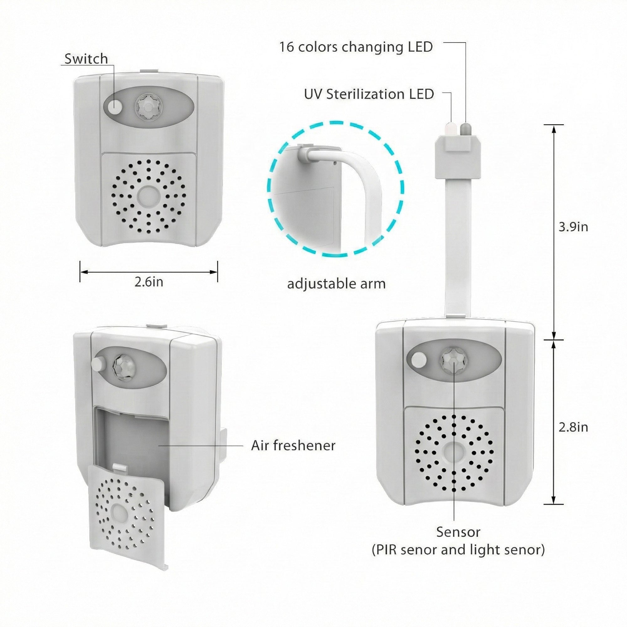 Anna-Kaci Motion Sensor Toilet Night Light with Automatic Illumination and Discreet Clip-On Design