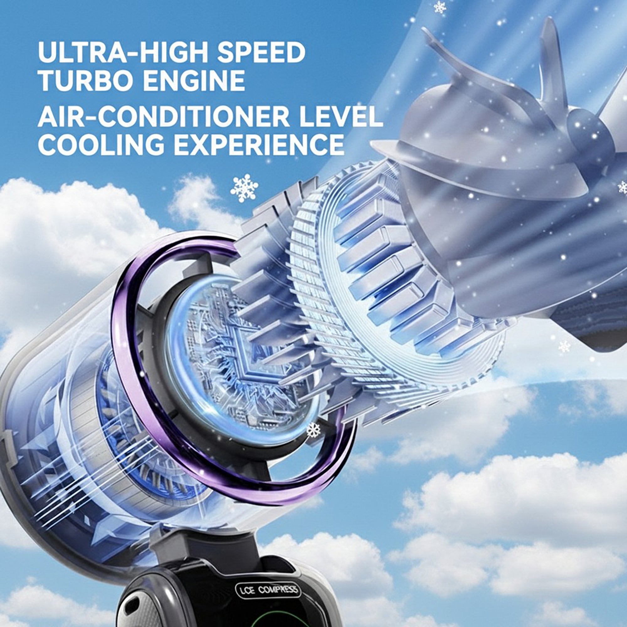 Anna-Kaci Handheld Turbo Fan with Digital Display and Adjustable Airflow Control