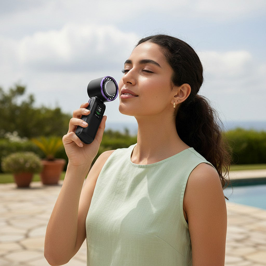 Anna-Kaci Handheld Turbo Fan with Digital Display and Adjustable Airflow Control