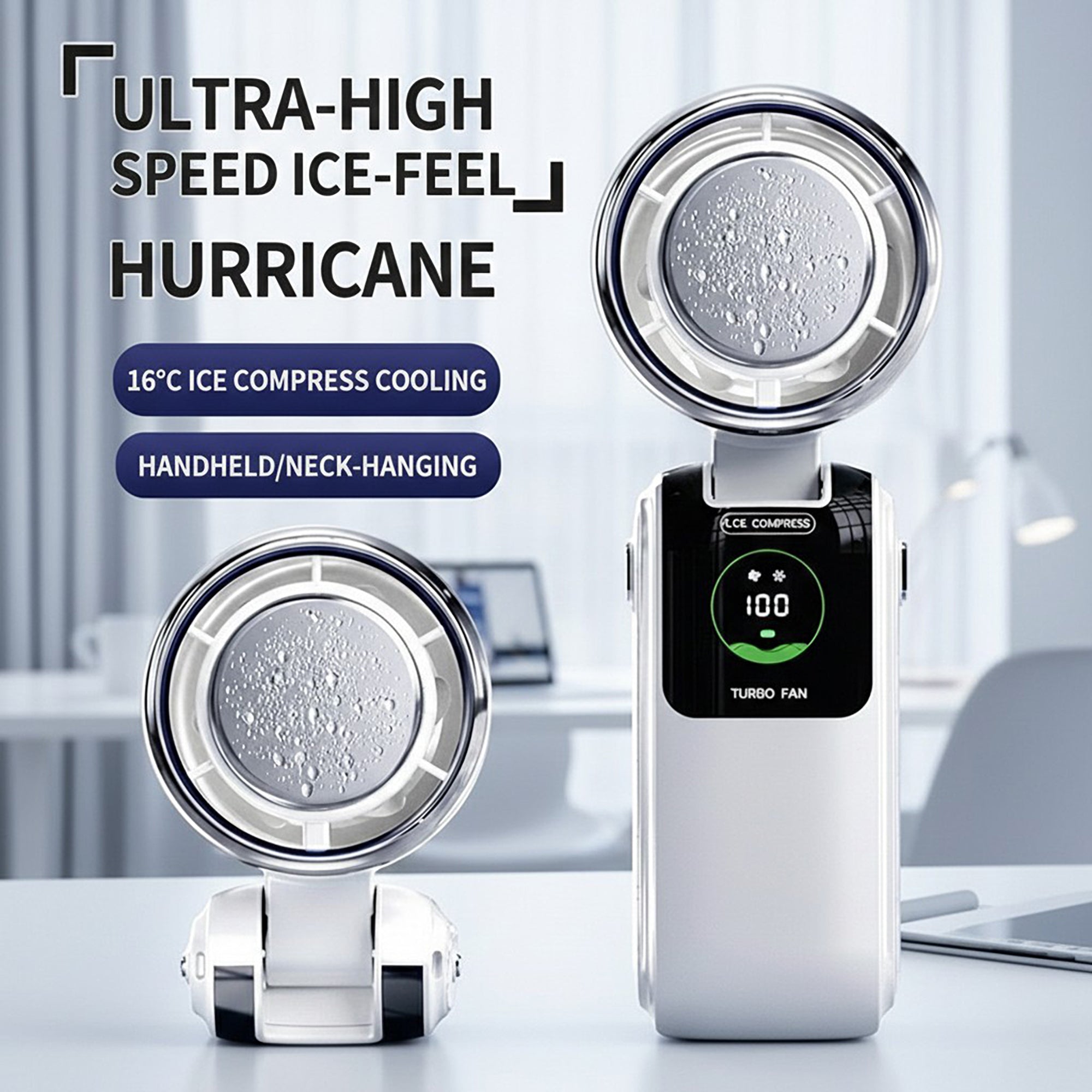 Anna-Kaci Handheld Turbo Fan with Digital Display and Adjustable Airflow Control