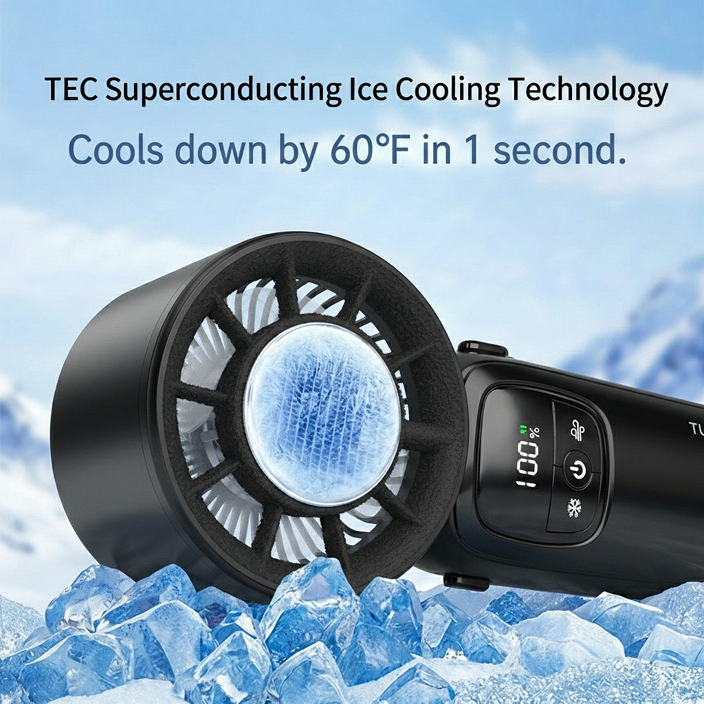 Anna-Kaci Handheld Turbo Fan with Foldable Head and Digital Display Controls