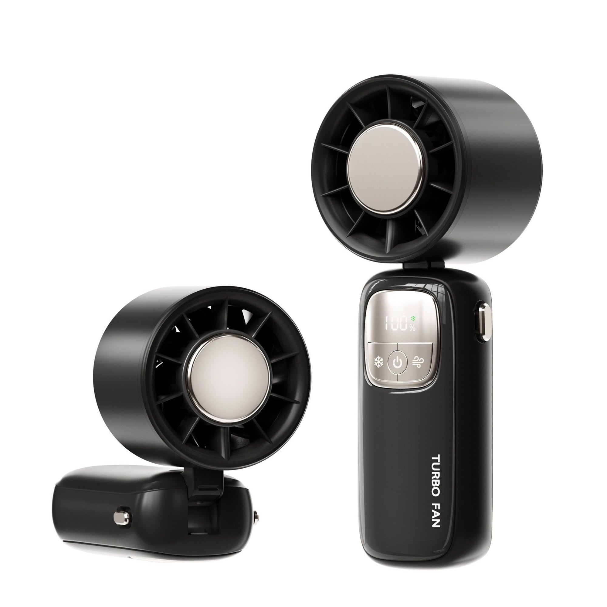 Anna-Kaci Handheld Turbo Fan with Foldable Head and Digital Display Controls