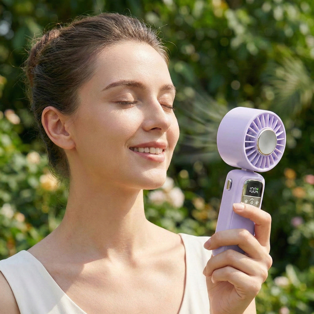 Anna-Kaci Handheld Turbo Fan with Foldable Head and Digital Display Controls