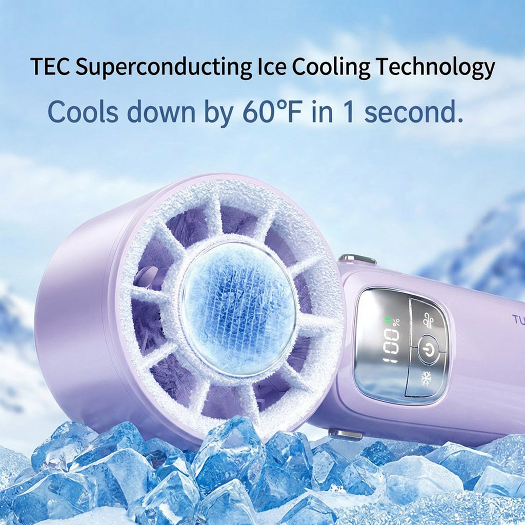 Anna-Kaci Handheld Turbo Fan with Foldable Head and Digital Display Controls