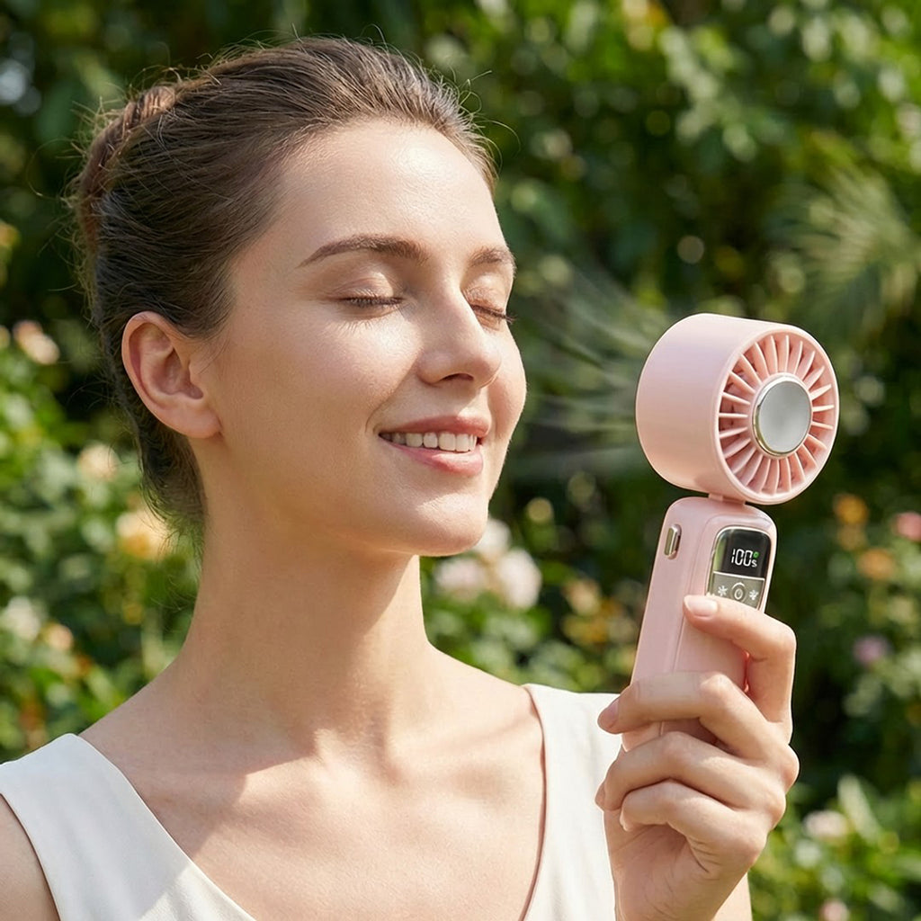 Anna-Kaci Handheld Turbo Fan with Foldable Head and Digital Display Controls