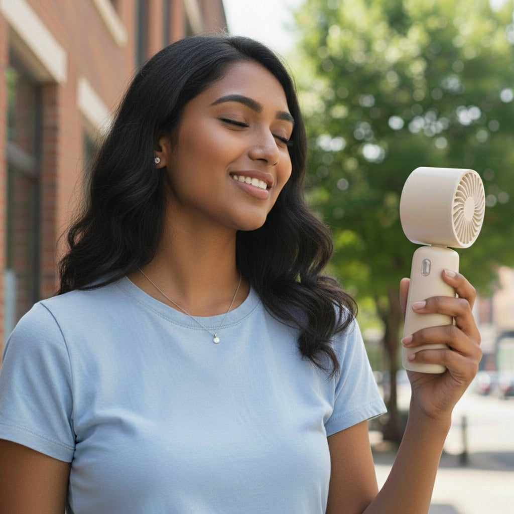 Anna-Kaci Handheld Turbo Fan with Foldable Head and Digital Display Controls