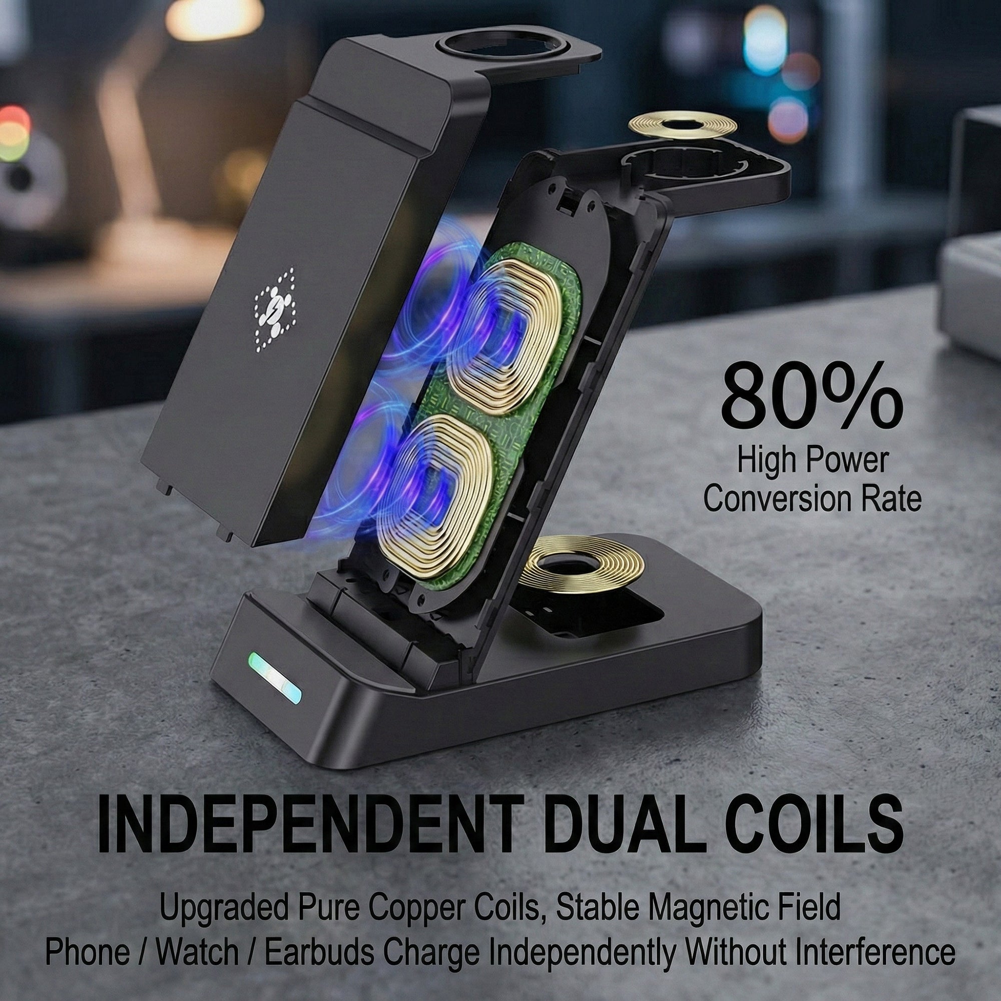 Anna-Kaci Wireless Charging Stand with Multi-Device Dock and LED Charging Indicator