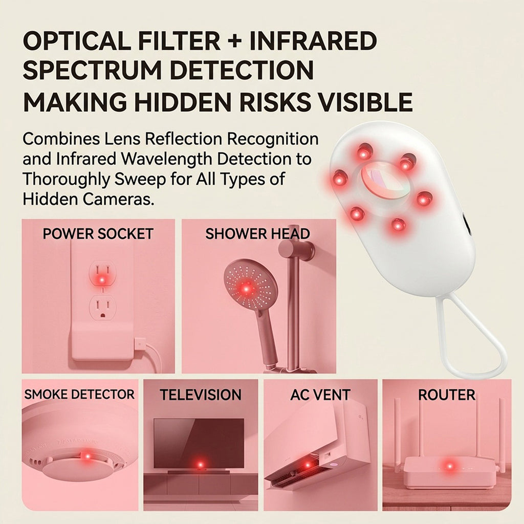 Anna-Kaci Hidden Camera Detector with Infrared Lens Finder Portable Privacy Scanner Anti Spy Device