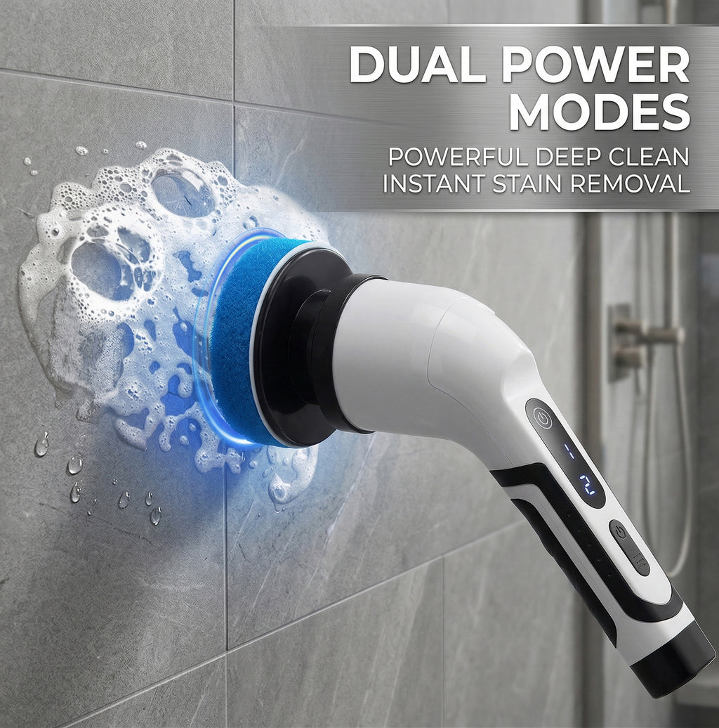 Anna-Kaci Electric Spin Scrubber Cleaning Brush with Adjustable Extension Handle Multi Head