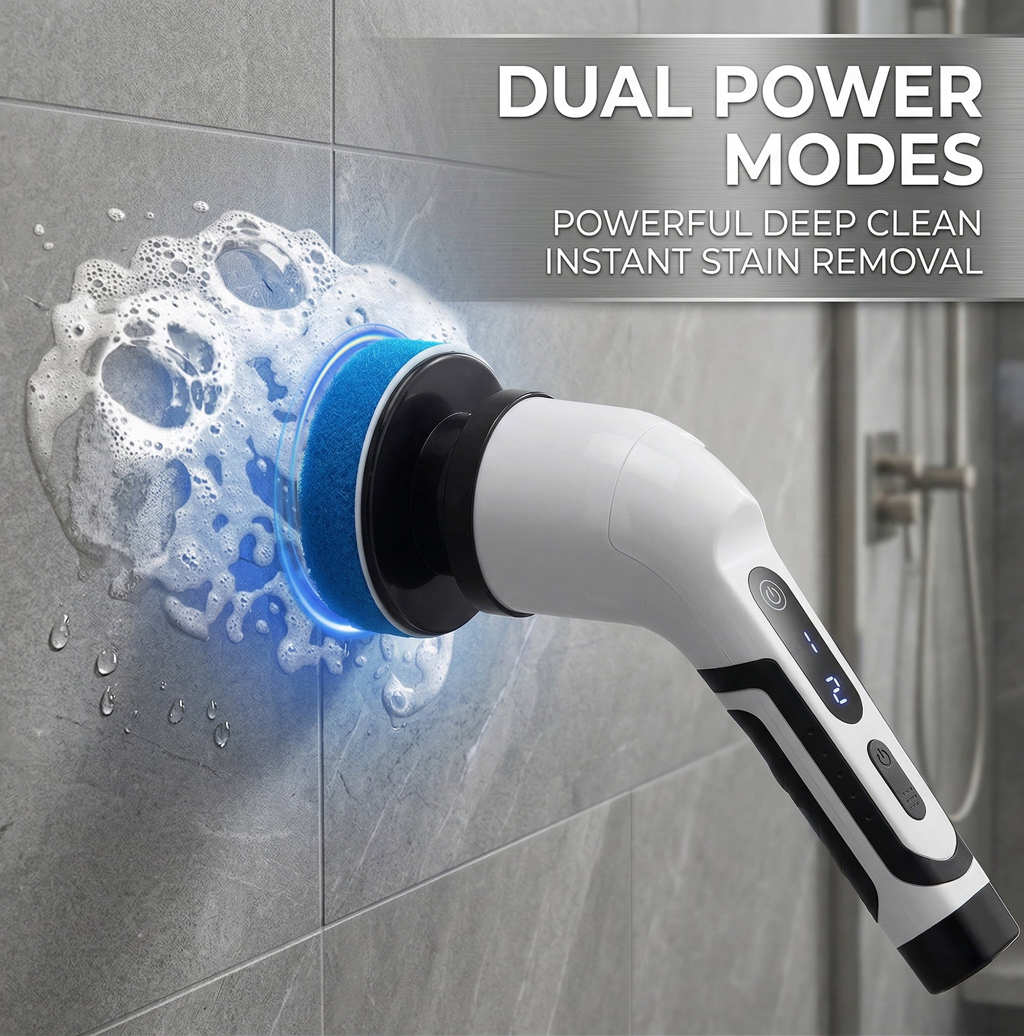 Anna-Kaci Electric Spin Scrubber Cleaning Brush with Adjustable Extension Handle Multi Head