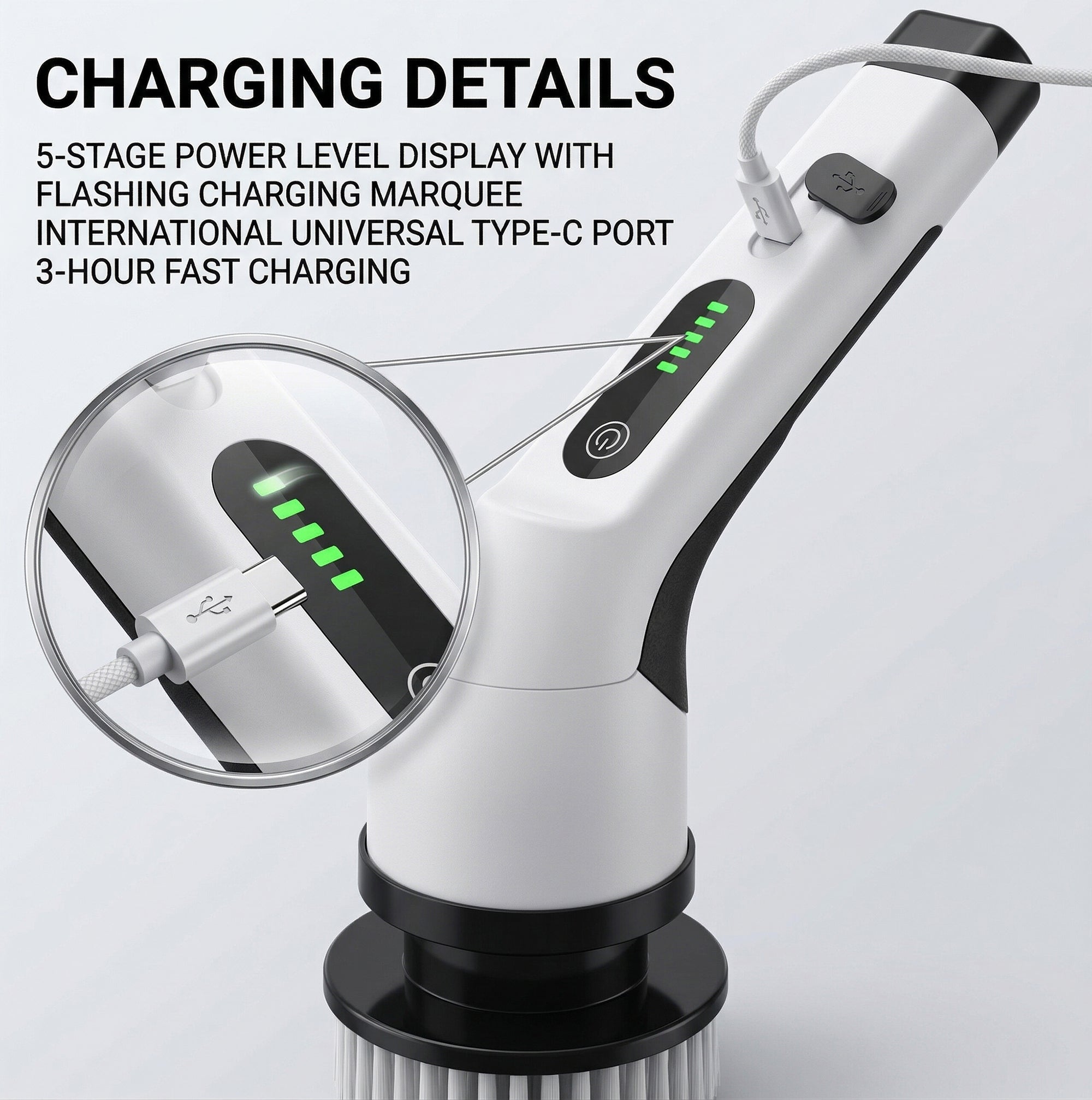 Anna-Kaci Electric Spin Scrubber Cleaning Brush with Adjustable Extension Handle Multi Head