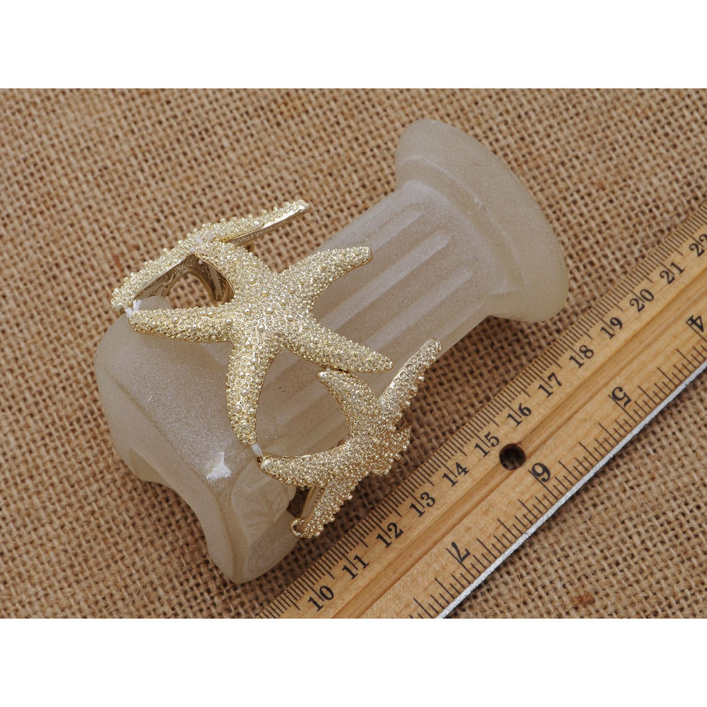 Anna-Kaci Women's Starfish Design Elastic Cuff Ring Bracelet Summer Beach Inspired Jewelry