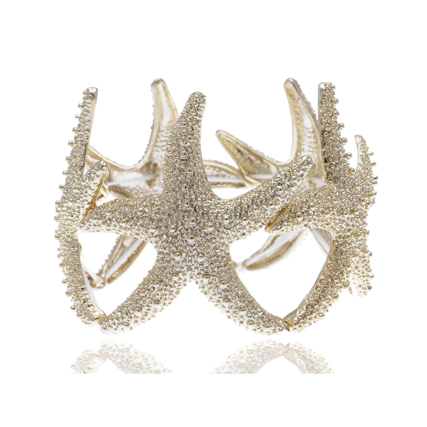 Anna-Kaci Women's Starfish Design Elastic Cuff Ring Bracelet Summer Beach Inspired Jewelry