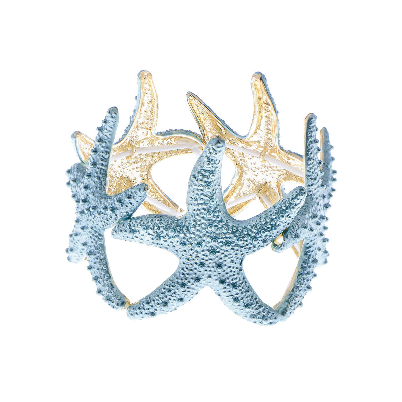 Anna-Kaci Women's Starfish Design Elastic Cuff Ring Bracelet Summer Beach Inspired Jewelry