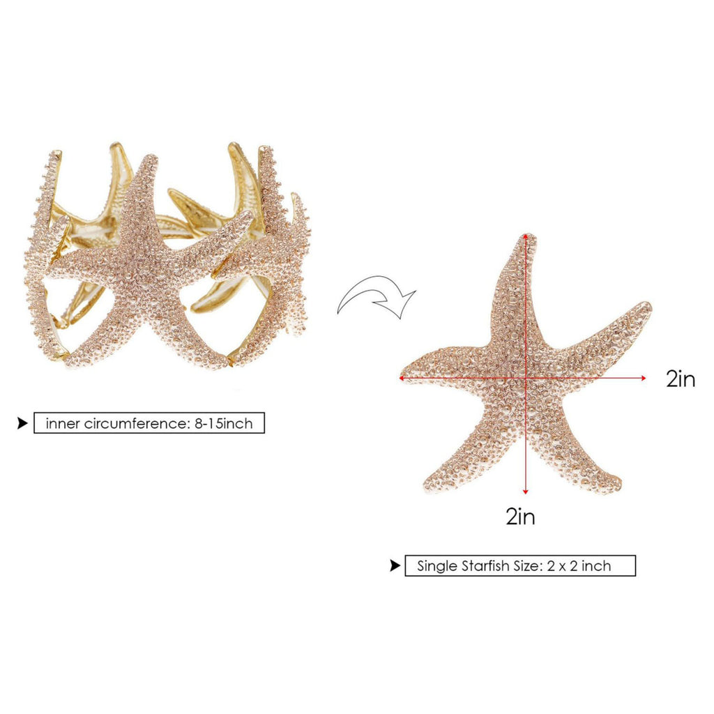 Anna-Kaci Women's Starfish Design Elastic Cuff Ring Bracelet Summer Beach Inspired Jewelry