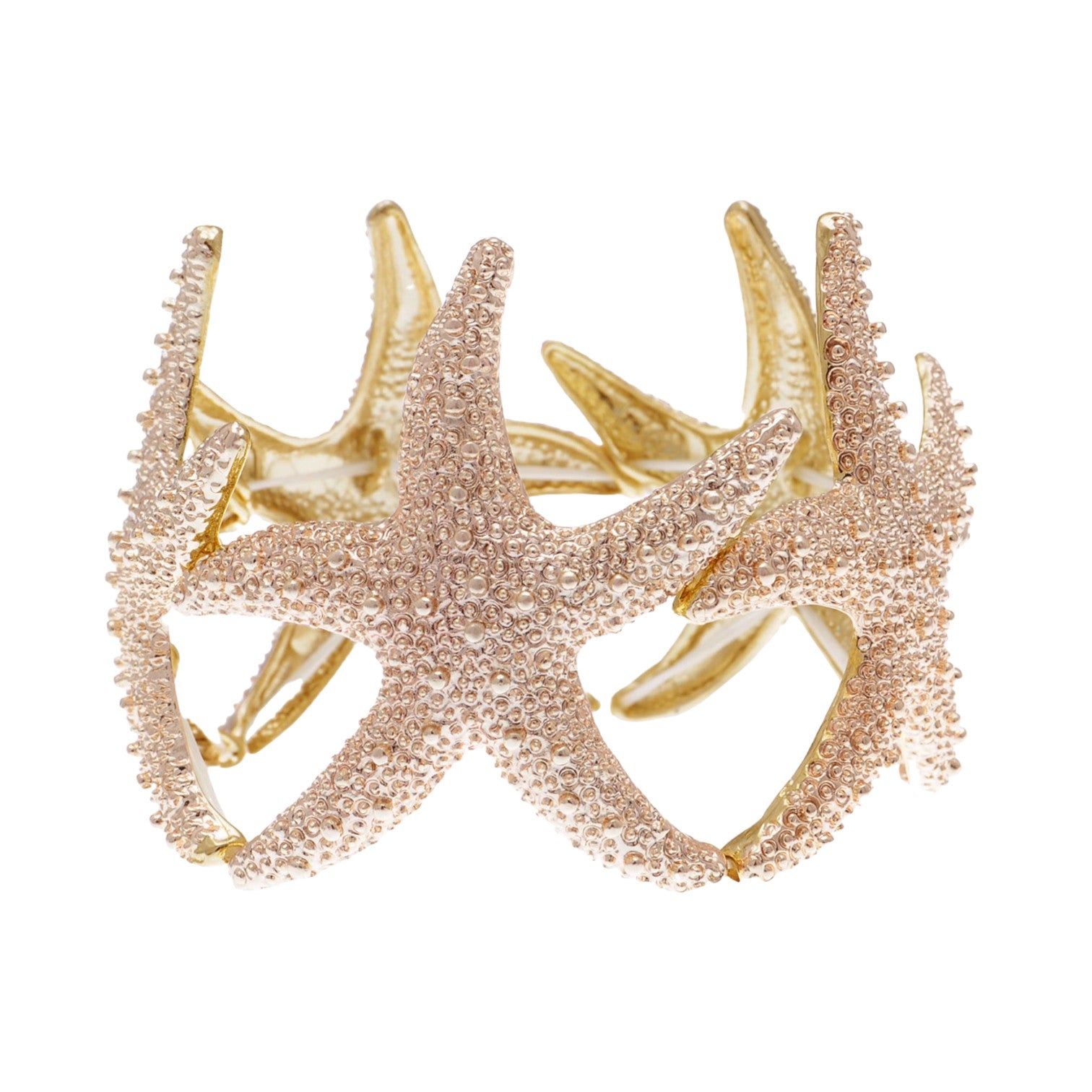 Anna-Kaci Women's Starfish Design Elastic Cuff Ring Bracelet Summer Beach Inspired Jewelry