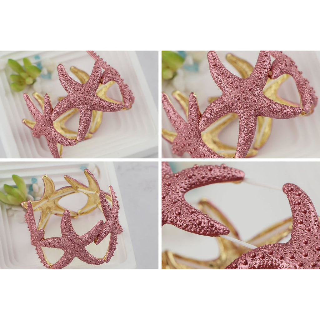 Anna-Kaci Women's Starfish Design Elastic Cuff Ring Bracelet Summer Beach Inspired Jewelry