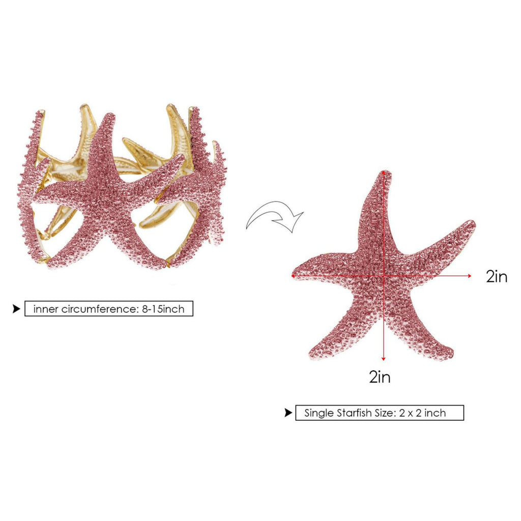 Anna-Kaci Women's Starfish Design Elastic Cuff Ring Bracelet Summer Beach Inspired Jewelry