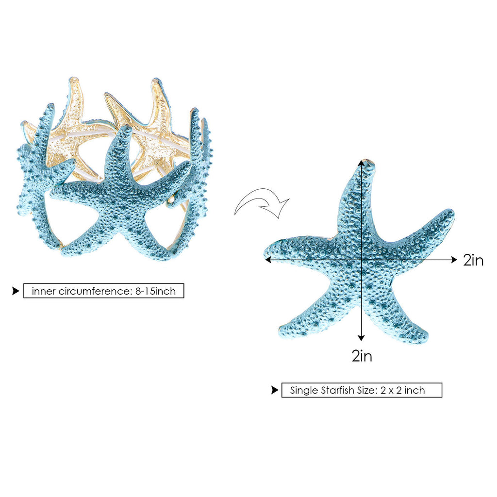 Anna-Kaci Women's Starfish Design Elastic Cuff Ring Bracelet Summer Beach Inspired Jewelry