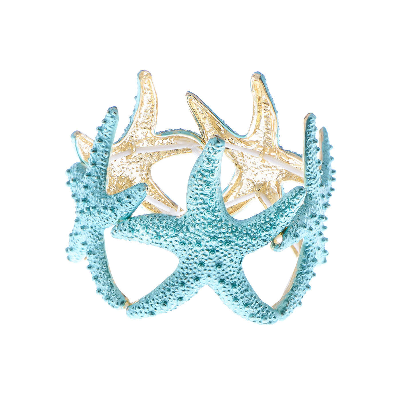 Anna-Kaci Women's Starfish Design Elastic Cuff Ring Bracelet Summer Beach Inspired Jewelry