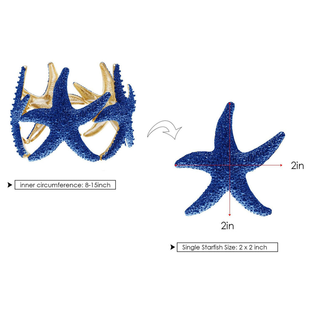 Anna-Kaci Women's Starfish Design Elastic Cuff Ring Bracelet Summer Beach Inspired Jewelry