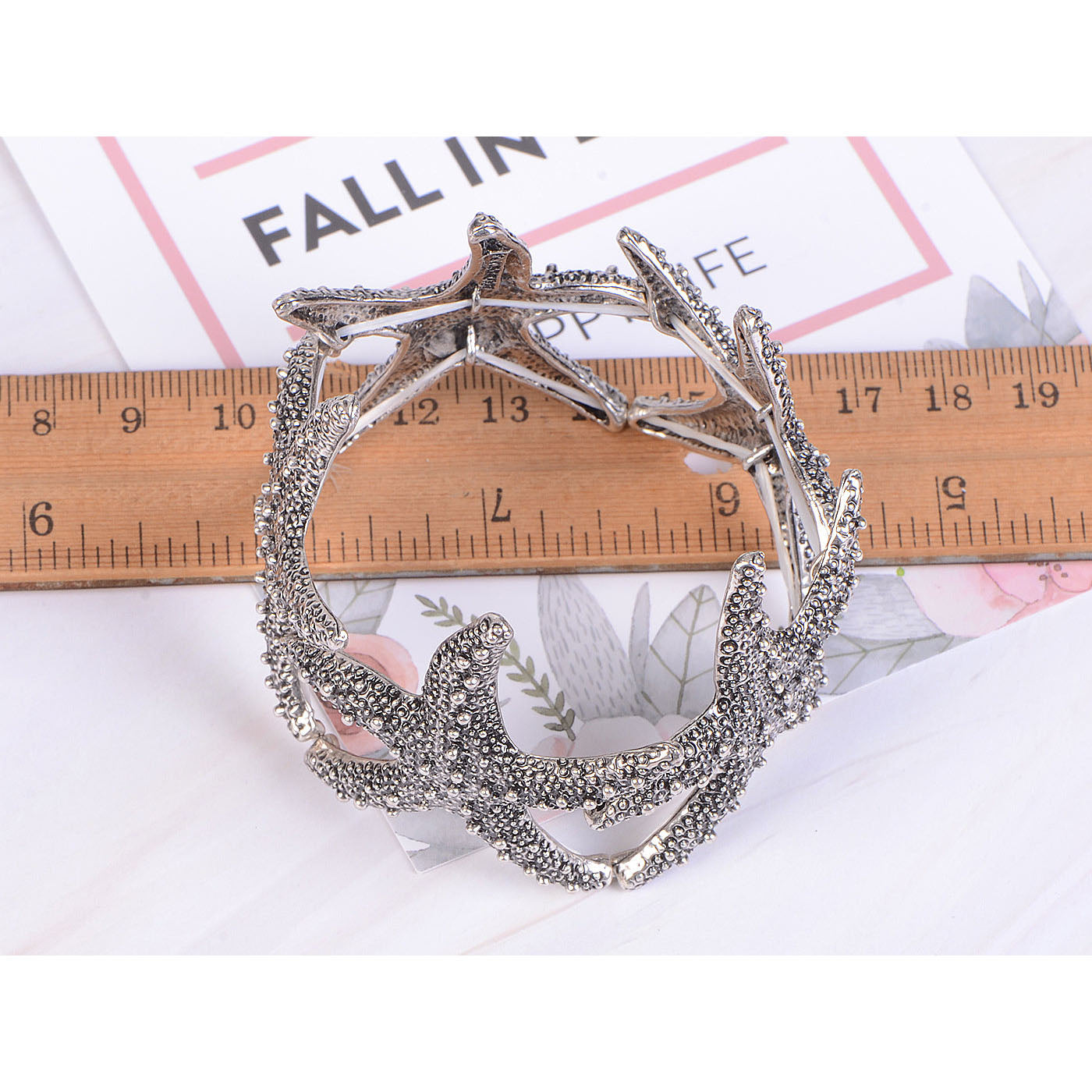 Anna-Kaci Women's Starfish Design Elastic Cuff Ring Bracelet Summer Beach Inspired Jewelry