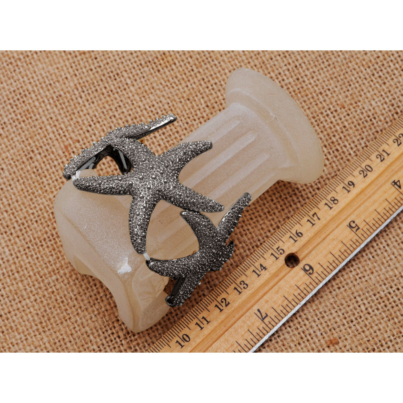Anna-Kaci Women's Starfish Design Elastic Cuff Ring Bracelet Summer Beach Inspired Jewelry