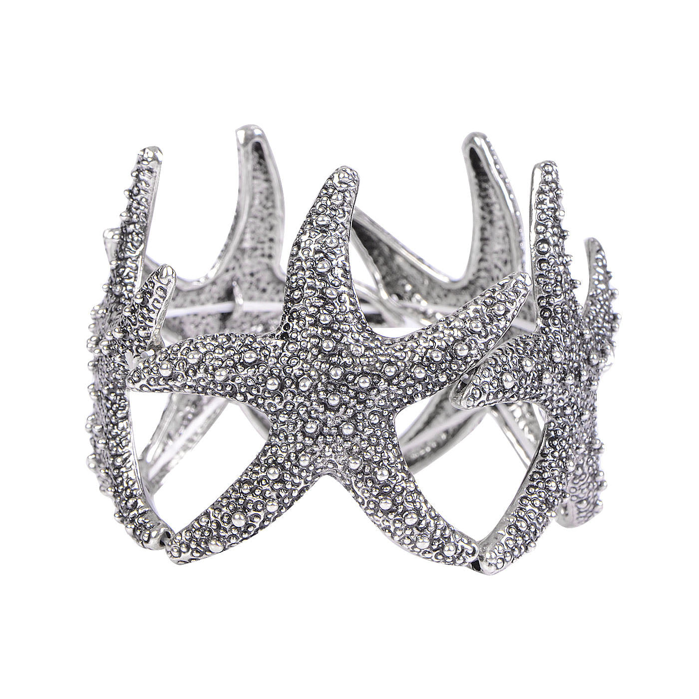 Anna-Kaci Women's Starfish Design Elastic Cuff Ring Bracelet Summer Beach Inspired Jewelry