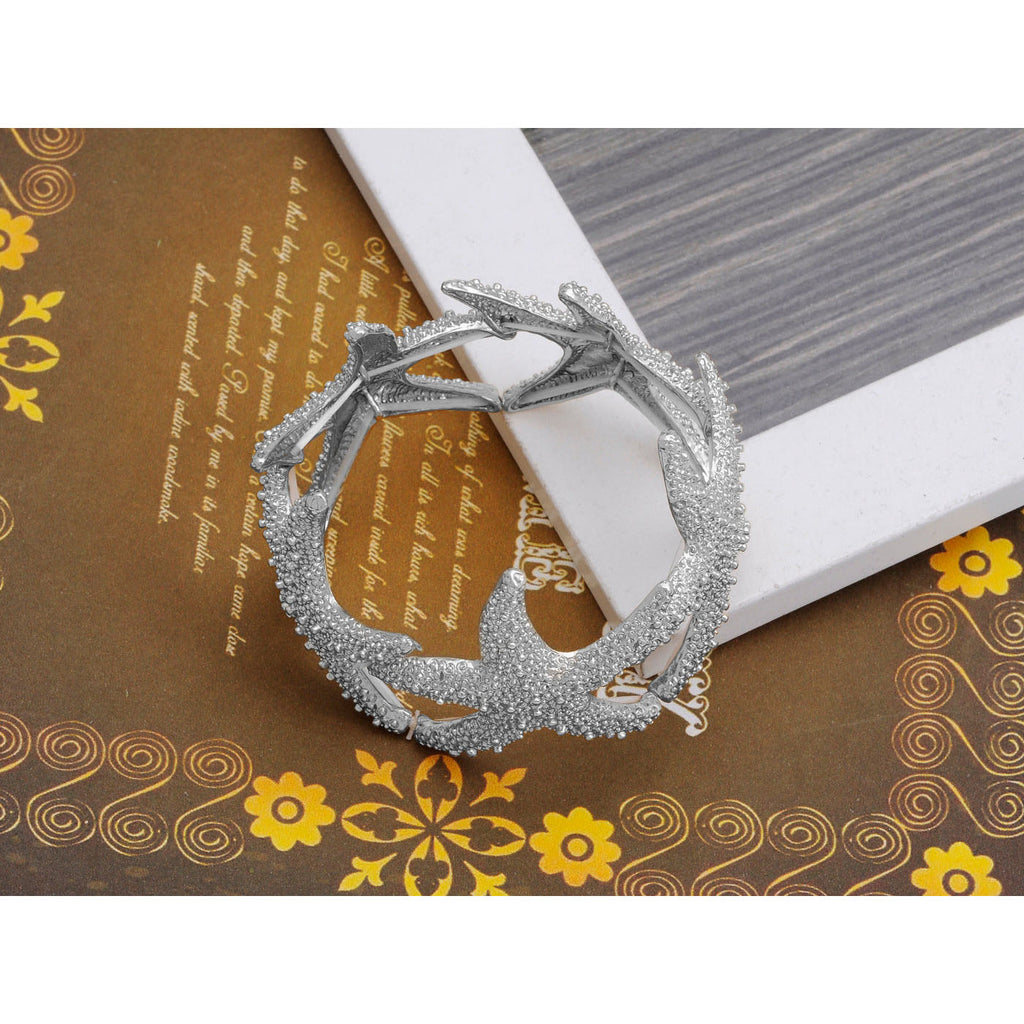 Anna-Kaci Women's Starfish Design Elastic Cuff Ring Bracelet Summer Beach Inspired Jewelry