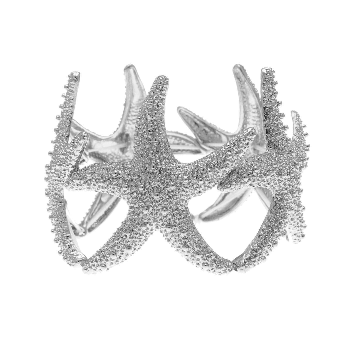 Anna-Kaci Women's Starfish Design Elastic Cuff Ring Bracelet Summer Beach Inspired Jewelry