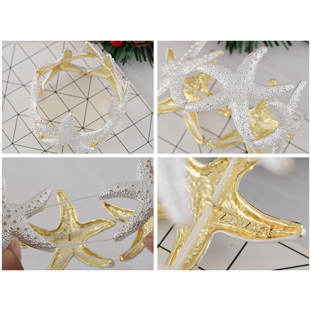 Anna-Kaci Women's Starfish Design Elastic Cuff Ring Bracelet Summer Beach Inspired Jewelry