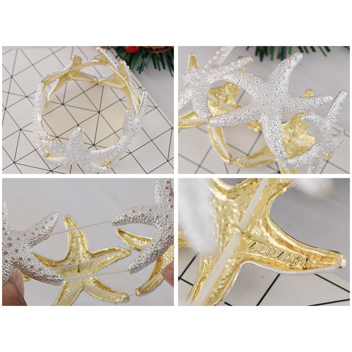 Anna-Kaci Women's Starfish Design Elastic Cuff Ring Bracelet Summer Beach Inspired Jewelry