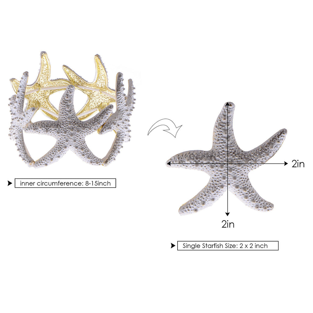 Anna-Kaci Women's Starfish Design Elastic Cuff Ring Bracelet Summer Beach Inspired Jewelry