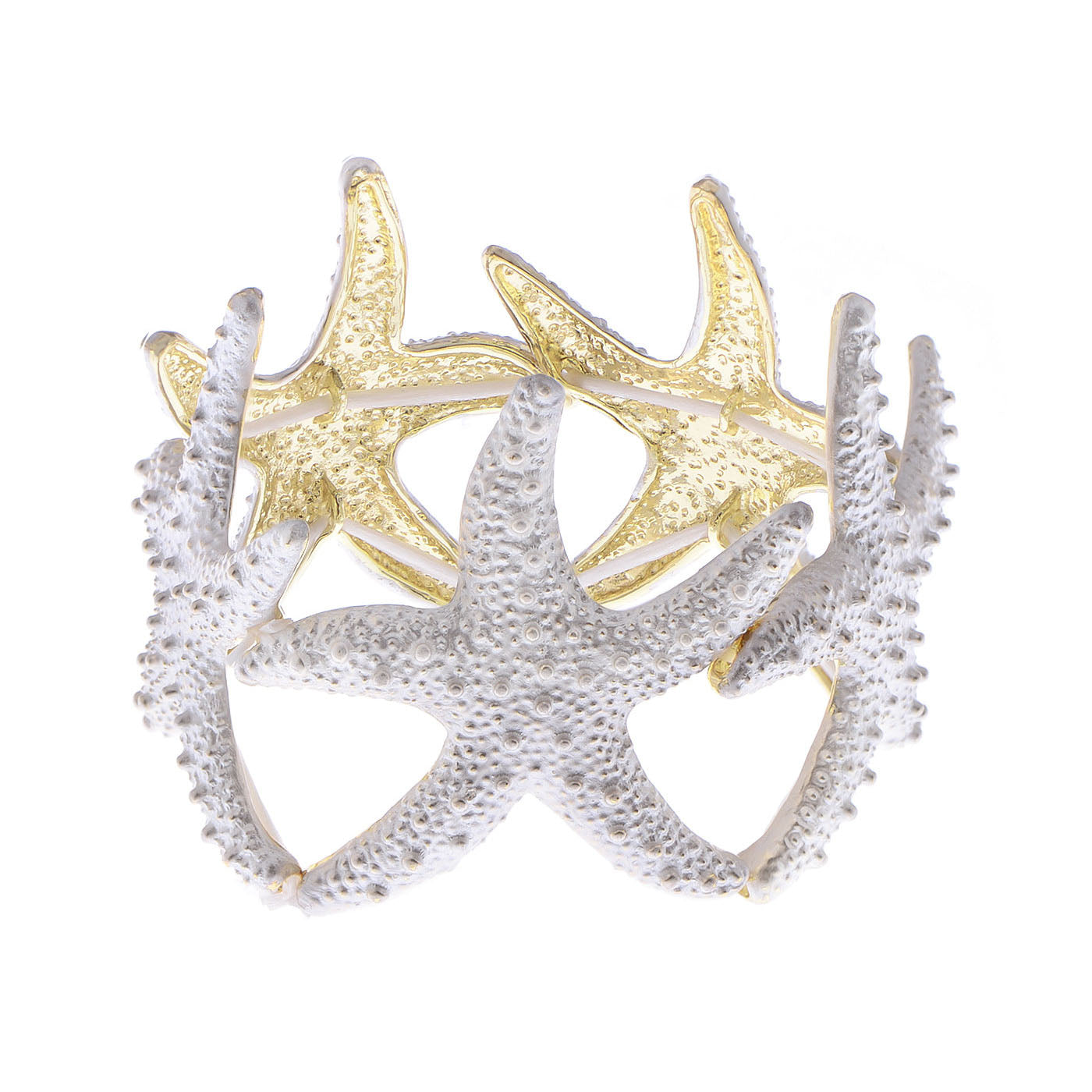 Anna-Kaci Women's Starfish Design Elastic Cuff Ring Bracelet Summer Beach Inspired Jewelry