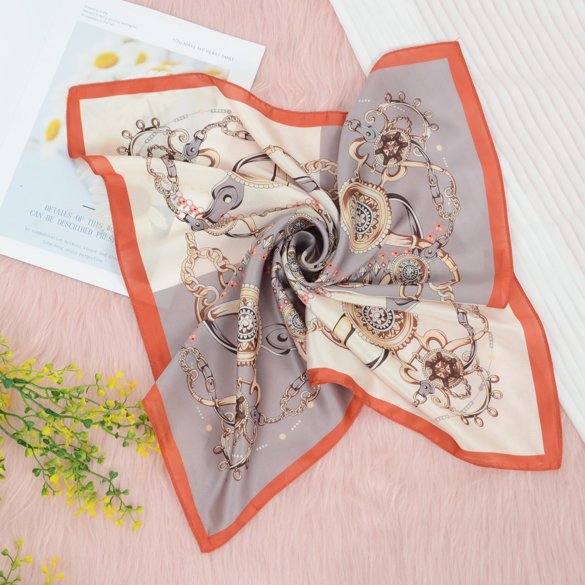 Anna-Kaci Silk Feeling Hair Scarf Small Square Satin Head Scarf Neckerchief Women 23 Inches
