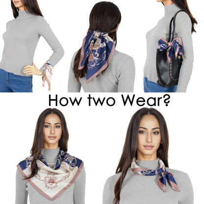 Anna-Kaci Silk Feeling Hair Scarf Small Square Satin Head Scarf Neckerchief Women 23 Inches