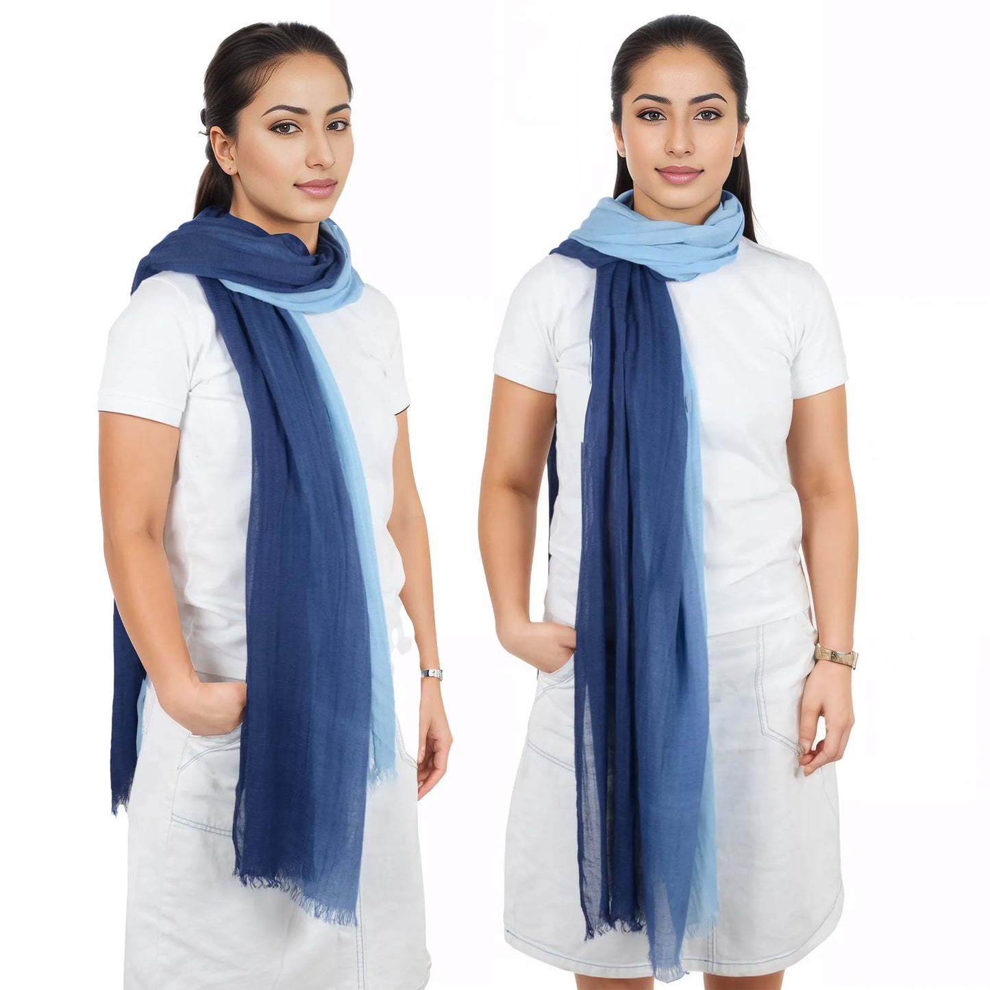 Alilang Lightweight Cotton Linen Scarf Gradient Colors Long Travel Scarf Wrap Shawl for Women 74.8in x 35.4in
