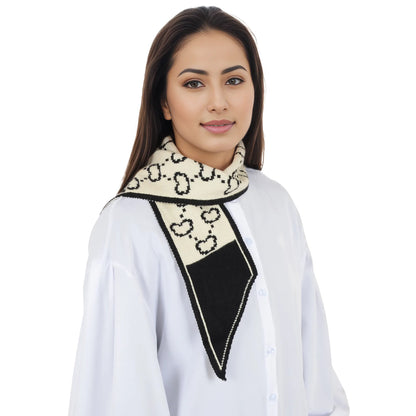 Alilang Skinny Knitted Scarf Letter Animal Pattern Pull-Through Design Winter Neckerchief Scarf for Women