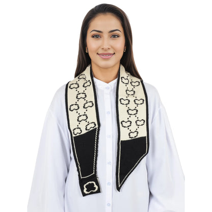 Alilang Skinny Knitted Scarf Letter Animal Pattern Pull-Through Design Winter Neckerchief Scarf for Women