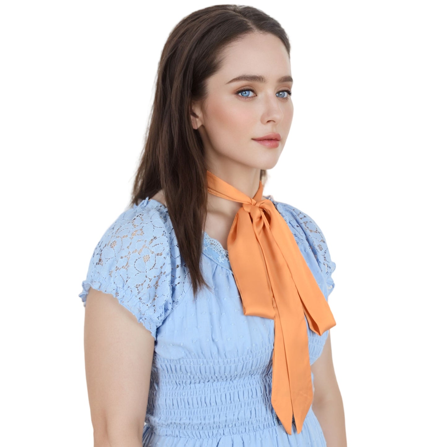 Alilang Women's Solid Color Ribbon Scarf Long Neckerchief Satin Belt Necktie Headscarf Narrow Scarf