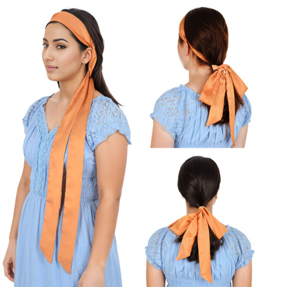 Alilang Women's Solid Color Ribbon Scarf Long Neckerchief Satin Belt Necktie Headscarf Narrow Scarf