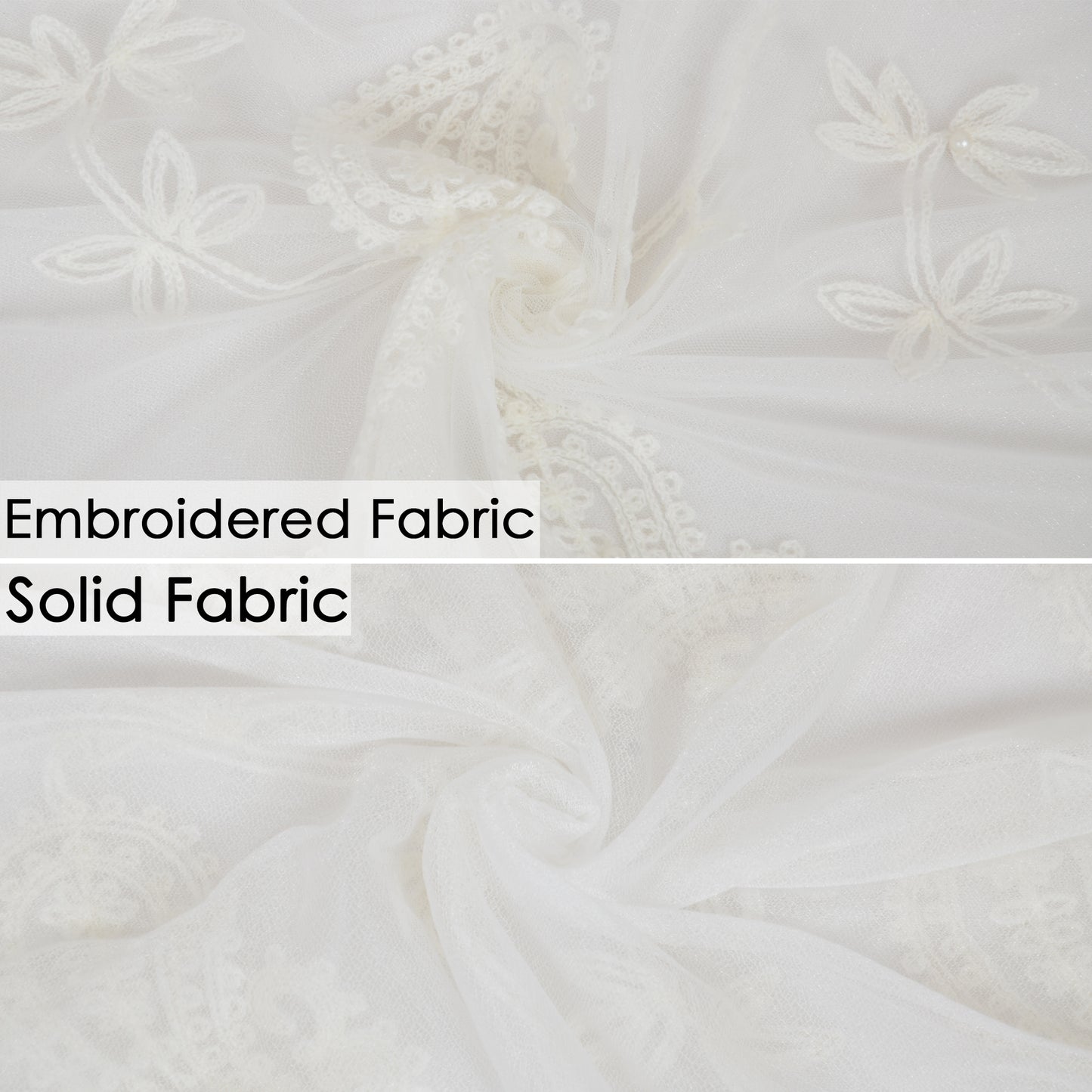 Anna-Kaci Women's Embroidered Floral Lace Scarf Solid Double Layered Faux Pearls Long Wrap Scarf