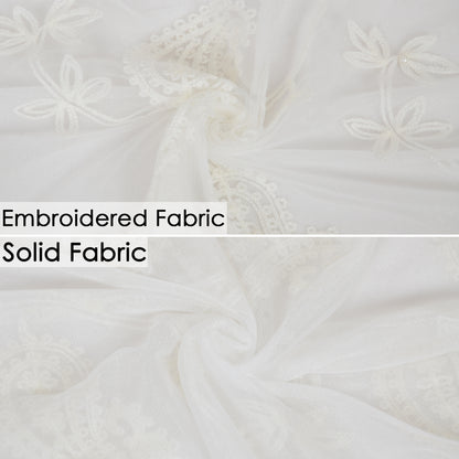 Anna-Kaci Women's Embroidered Floral Lace Scarf Solid Double Layered Faux Pearls Long Wrap Scarf