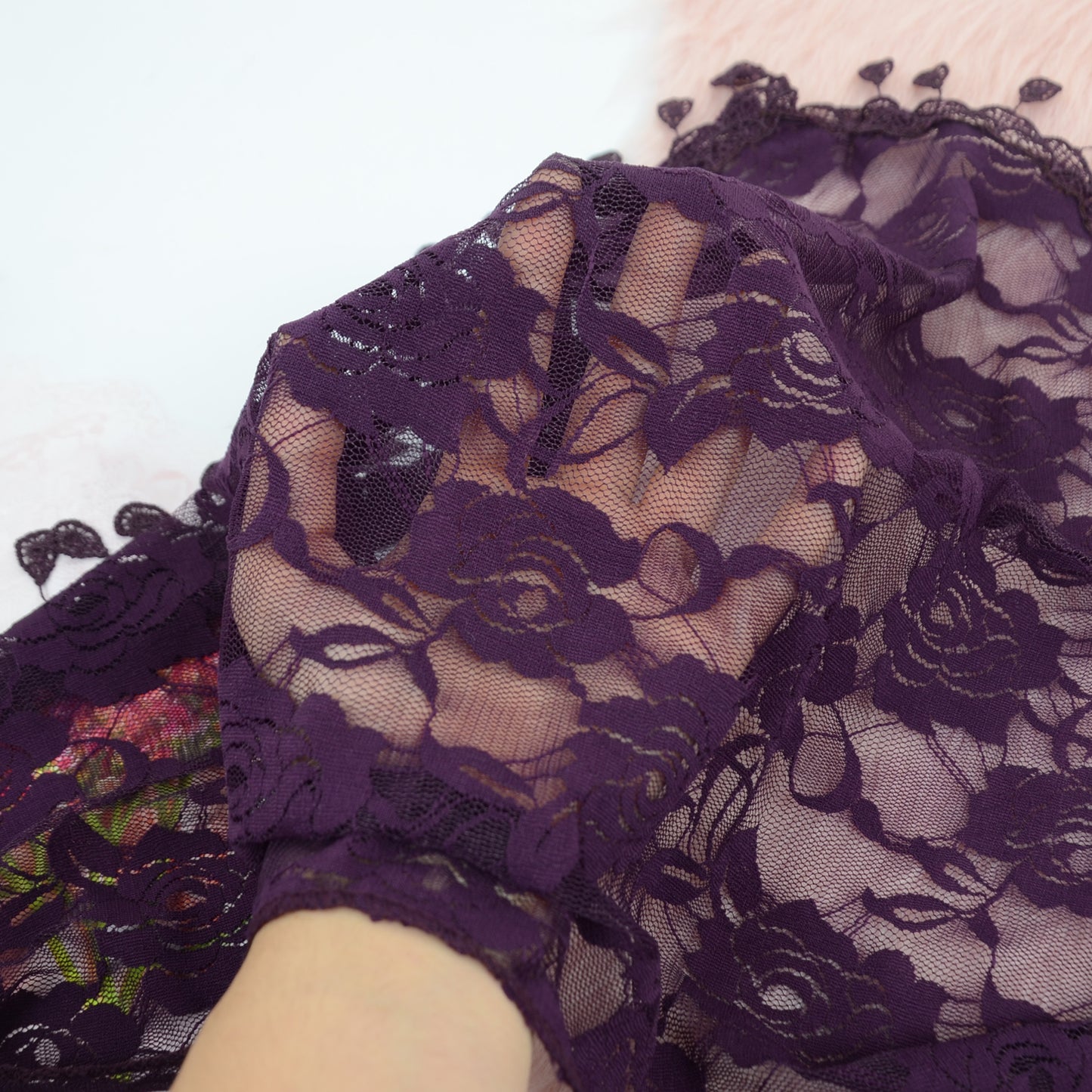 Anna-Kaci Women's Sheer Floral Lace Triangle Mantilla Scarf Lightweight Tassel Shawl Wrap Head Scarf