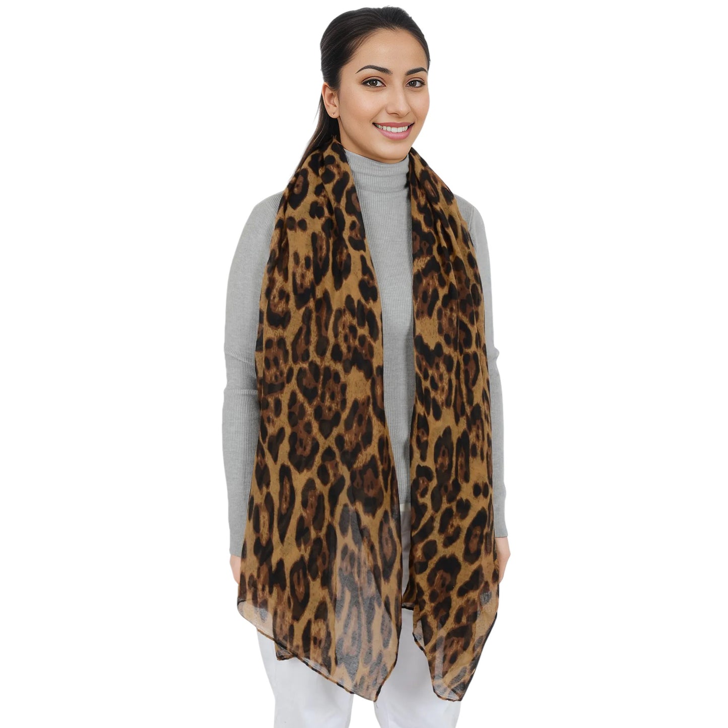 Anna-Kaci Women's Classic Leopard Print Scarf Lightweight Shawl Wrap Head Scarves