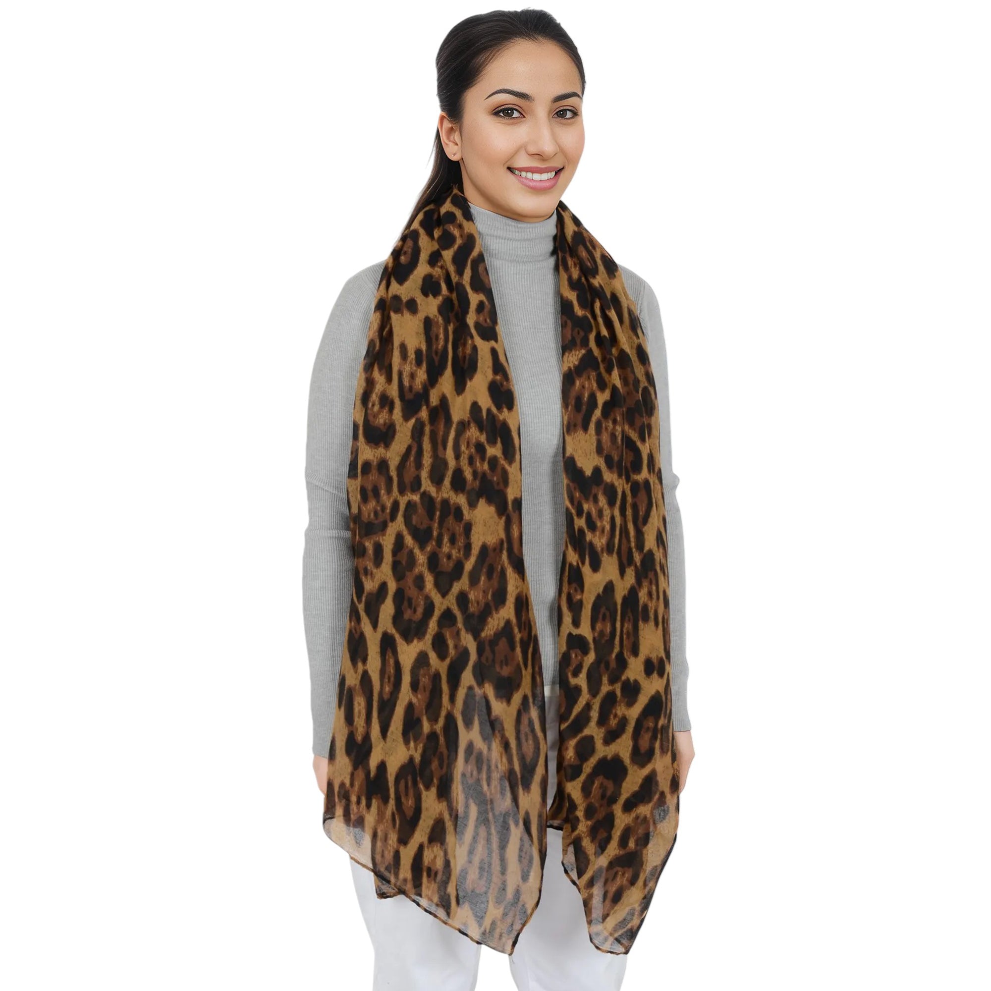 Anna-Kaci Women's Classic Leopard Print Scarf Lightweight Shawl Wrap Head Scarves
