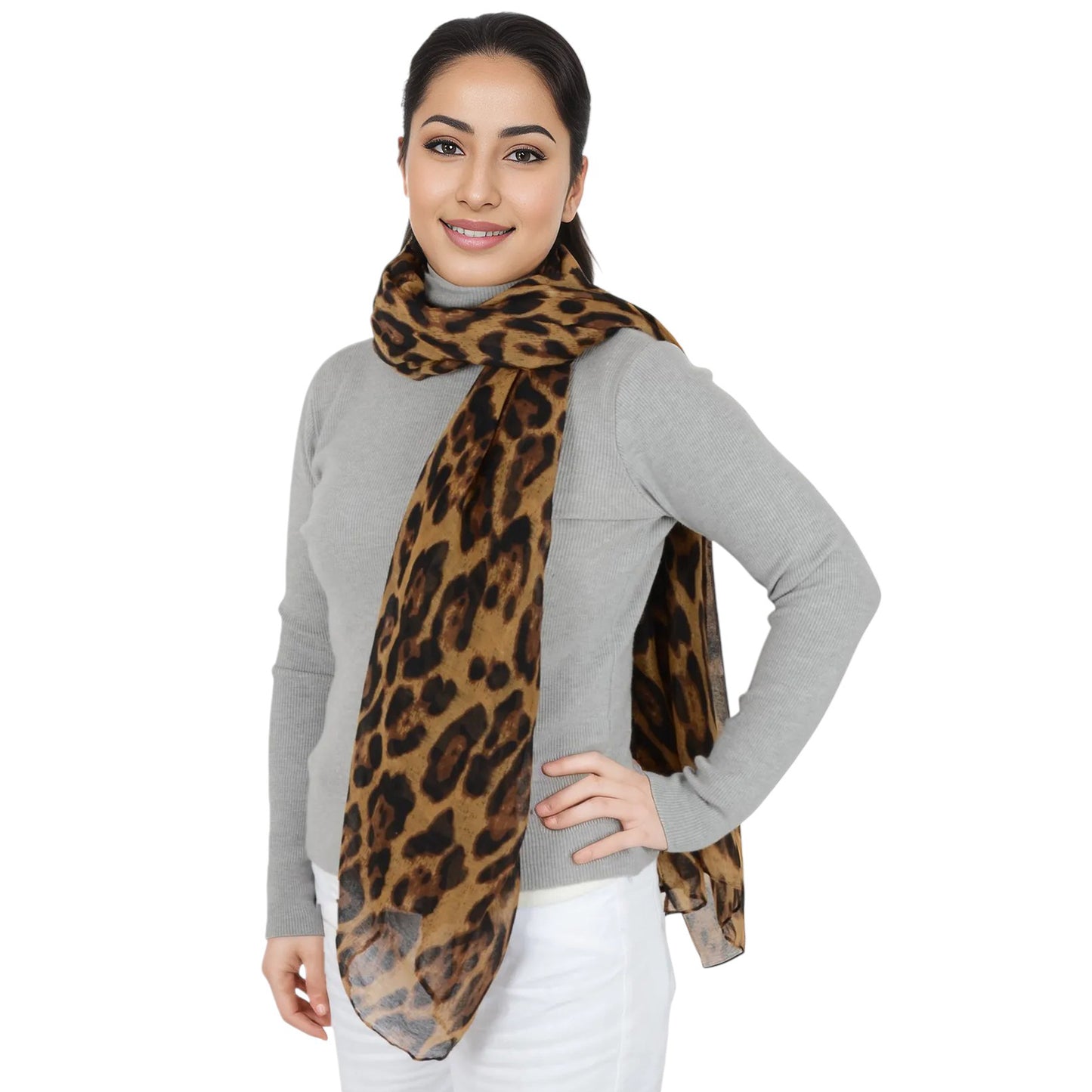 Anna-Kaci Women's Classic Leopard Print Scarf Lightweight Shawl Wrap Head Scarves